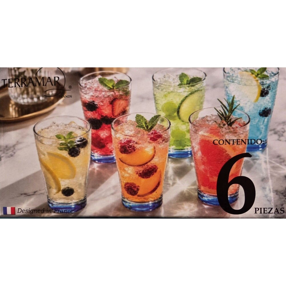 6 Glass Cup Set By TERRAMAR